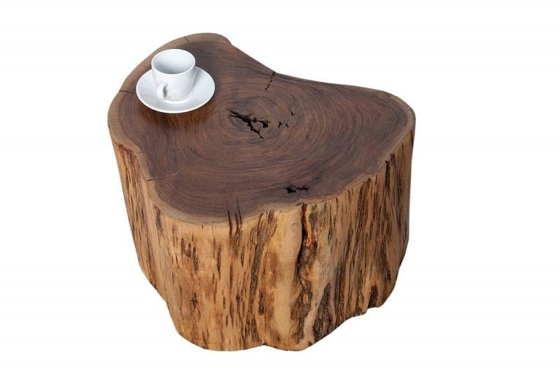 Massief houten salontafel GOA 50cm acaciaboomstamkruk bijzettafel handgemaakt - 35899