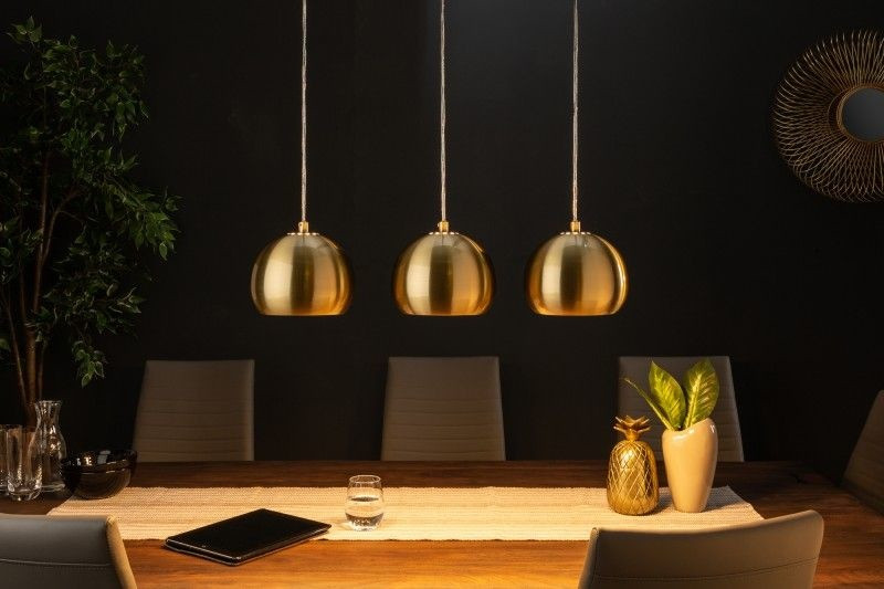 Moderne drievoudige hanglamp GOLDEN BALL gouden hanglamp in hoogte verstelbaar - 39440