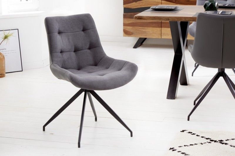 Design stoel DIVANI lichtgrijs metalen frame zwart in retrostijl - 40017