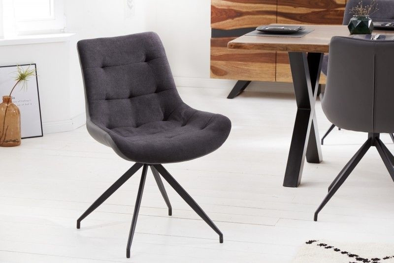 Design stoel DIVANI donkergrijs metalen frame zwart in retrostijl - 40018
