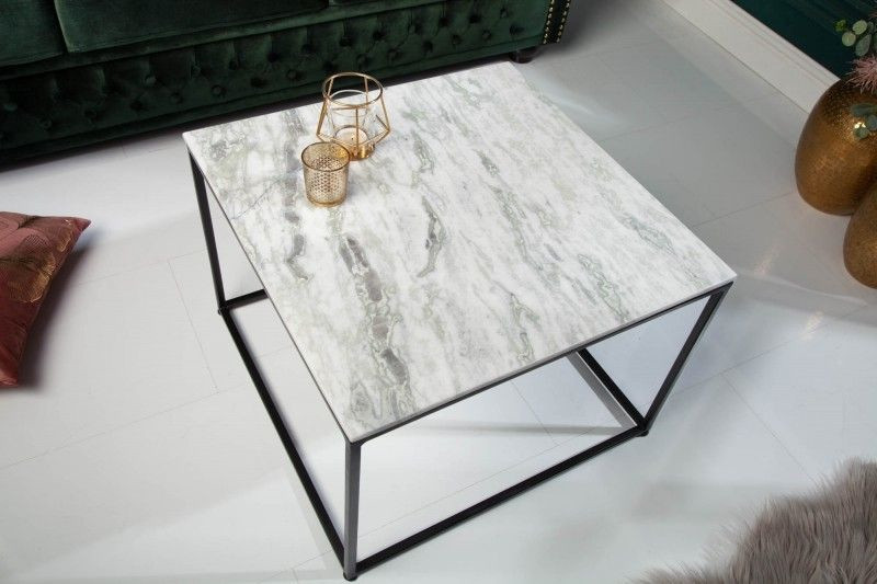 Elegante salontafel ELEMENTS 50cm wit met gepolijst marmeren blad - 40112