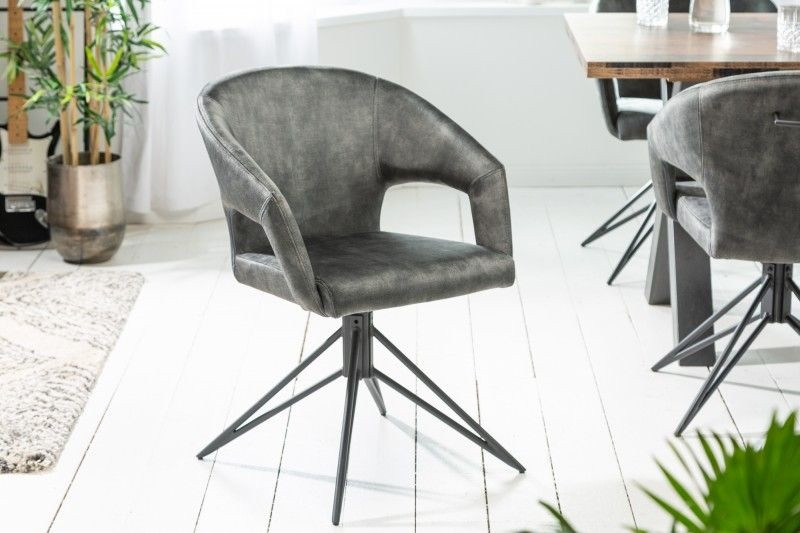 Draaibare retro stoel ETERNITY donkergroen fluweel met comforthandvat - 40498