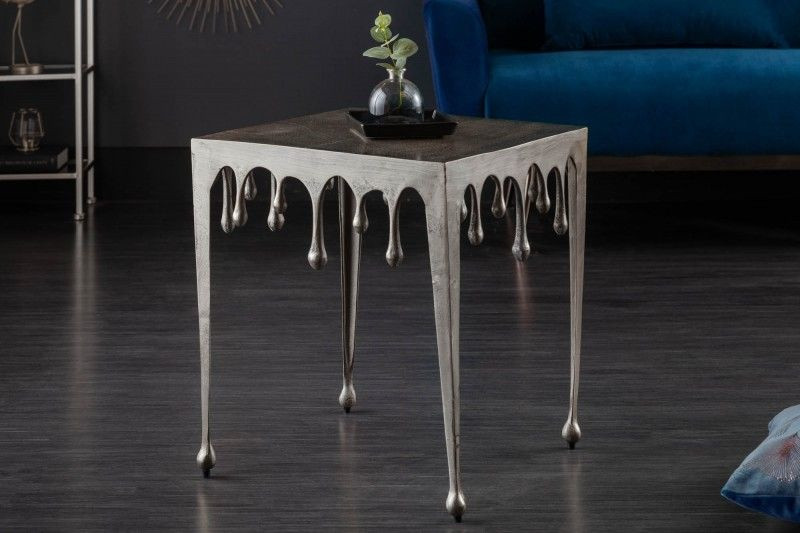 Extravagante salontafel LIQUID LINE L 46 cm zilver druppelvormig design - 40640