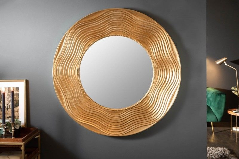 Elegante wandspiegel CIRCLE 100cm goud rond met versierde lijst - 40697