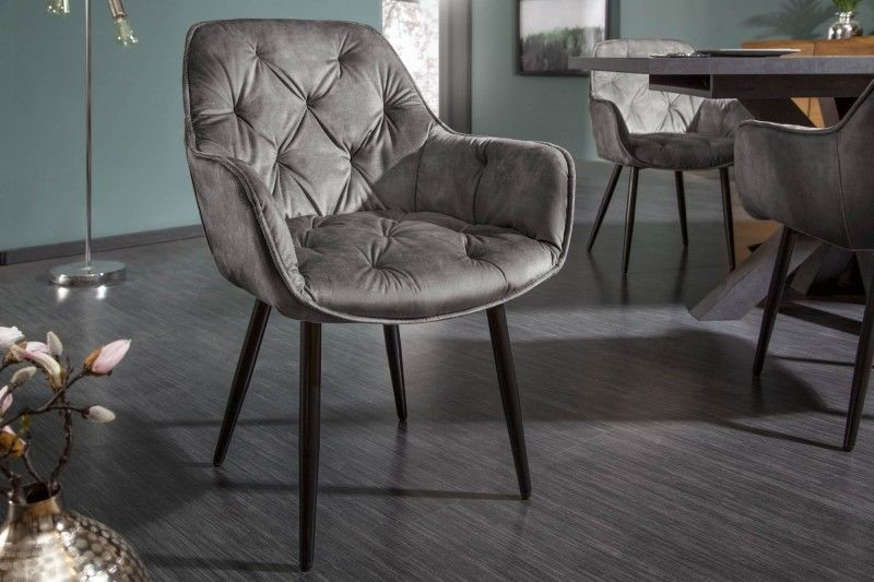 Design stoel MILANO groen fluweel met Chesterfield quilting - 41180