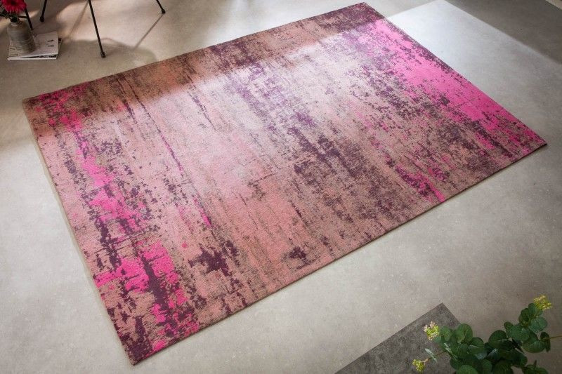 Vintage tapijt MODERN ART 240x160cm roze beige verwassen used look - 41262