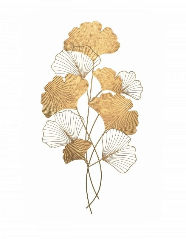 Elegante wanddecoratie GINKGO 110cm goud in filigrane bladvorm - 41272