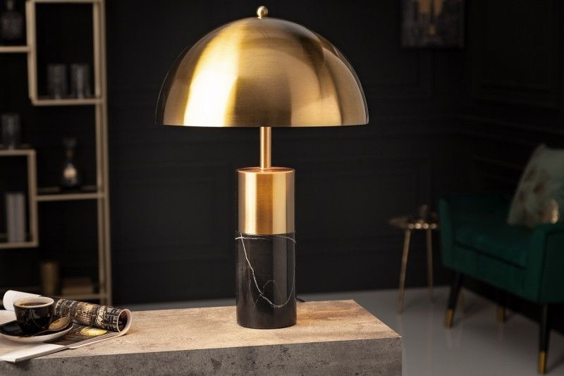 Elegante tafellamp BURLESQUE 52cm goud met zwart marmeren voet - 41319