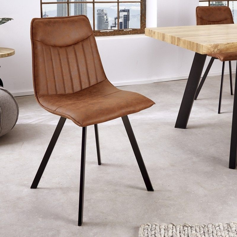 Design stoel ASTON vintage bruin met decoratieve quilting retro stijl - 41402