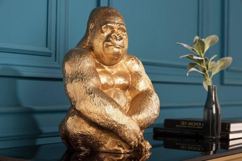 Decoratief Gorilla-figuur KONG 40cm goud handgemaakt metalen sculptuur - 41687
