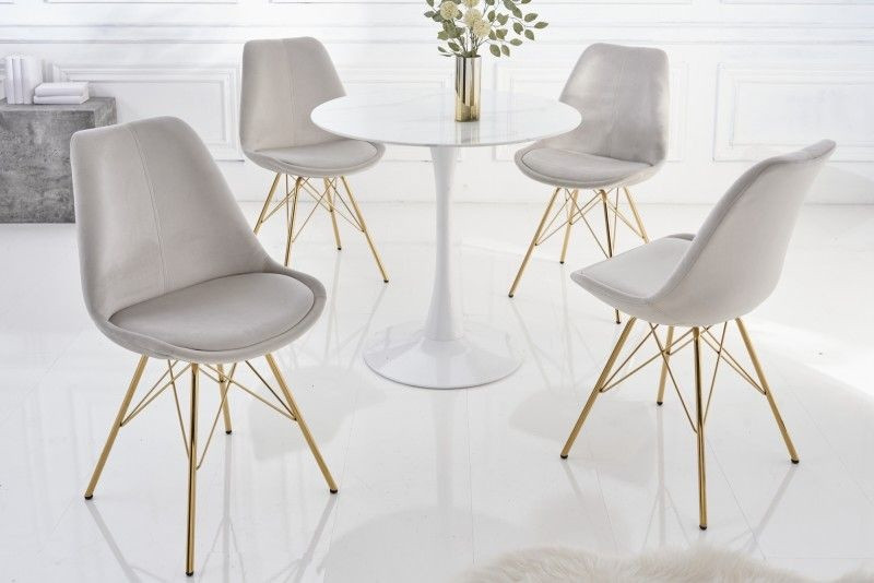 Design stoel SCANDINAVIA MEISTERSTÜCK champagne fluweel gouden poten - 42185