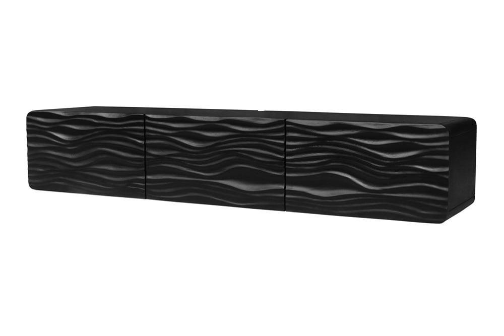 Design TV-meubel WAVE 160cm zwart mango massief hout - 43477