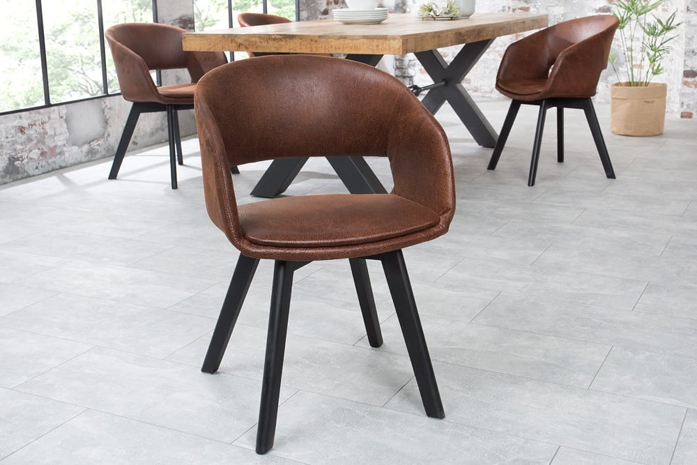 Design stoel NORDIC STAR antiek bruin houten poten - 43422