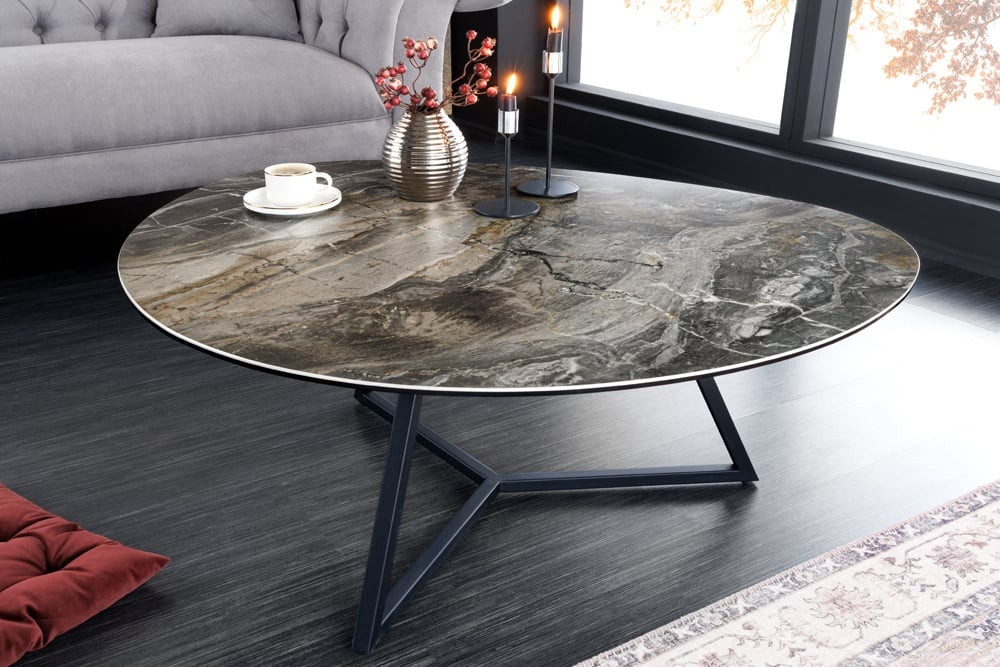 Moderne salontafel MARVELOUS 90cm taupe marmeren keramiek gemaakt in Italië - 42141