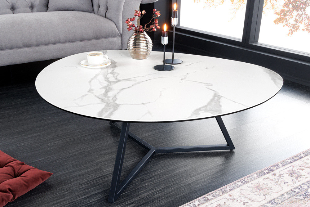 Moderne salontafel MARVELOUS 90cm wit marmeren keramiek gemaakt in Italië - 42142