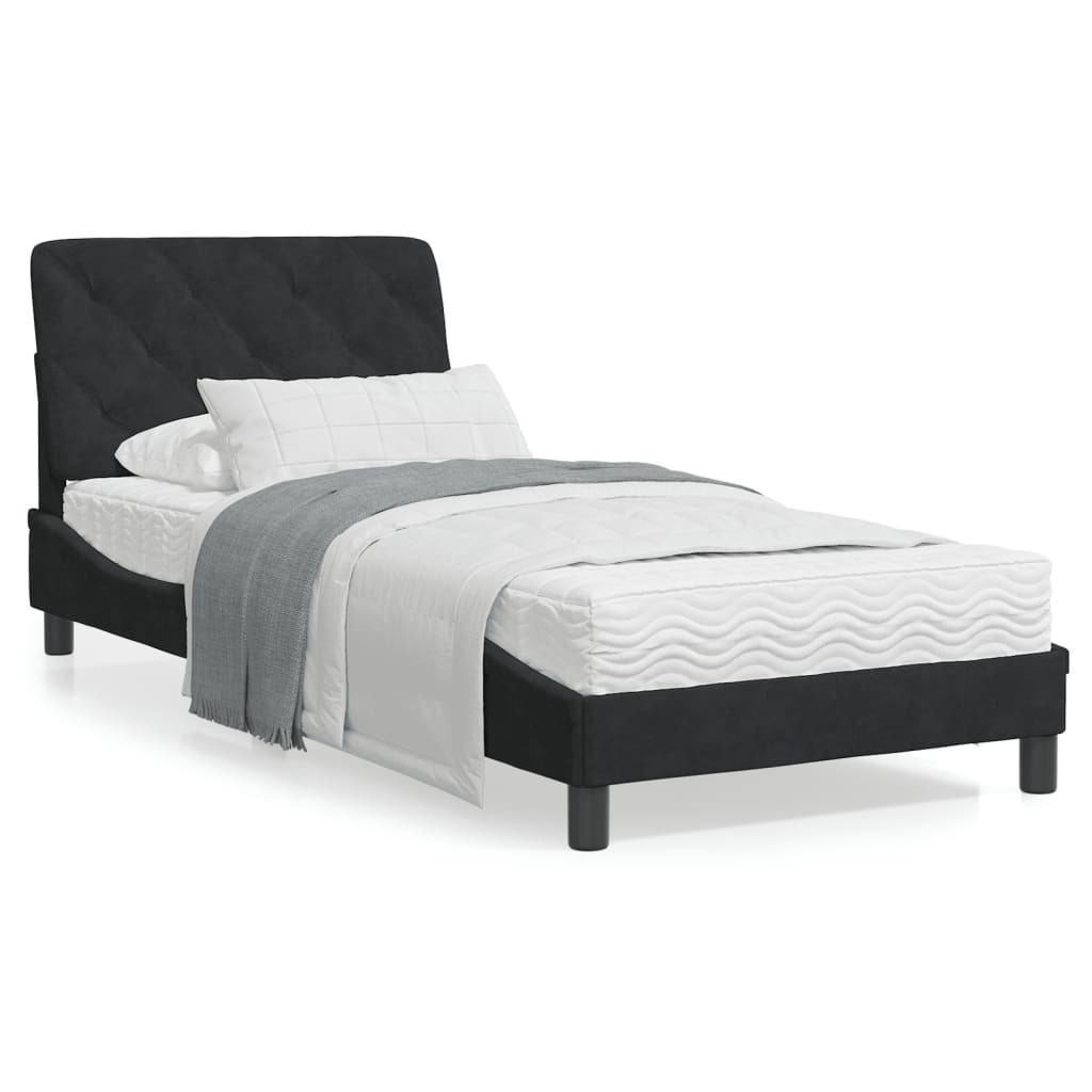 Bed met matras fluweel zwart 90x200 cm SKU: V3208636