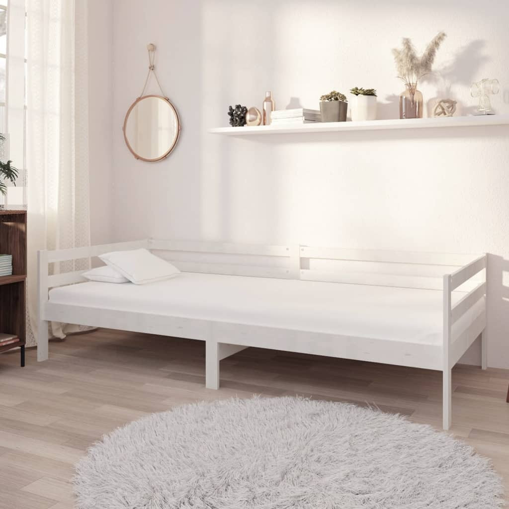 Slaapbank met matras massief grenenhout wit 90x200 cm SKU: V3083560