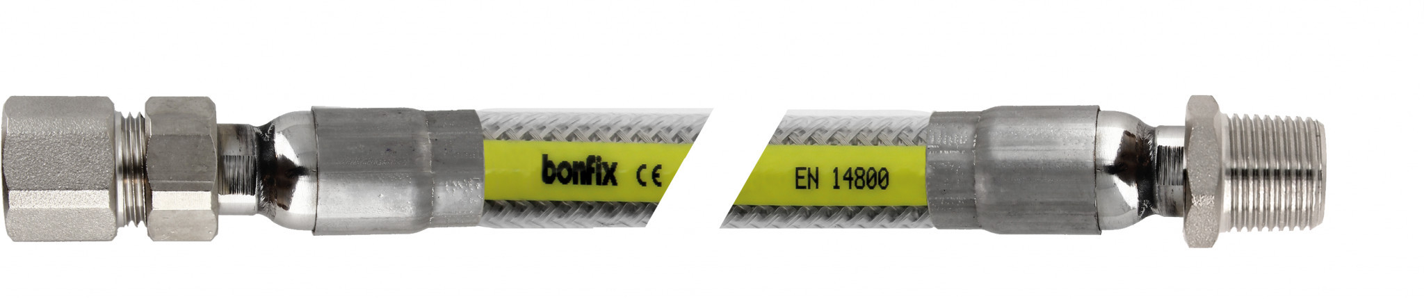 Bonfix Inox gasflexibels voor België Superieure RVS gasslang 150 cm - 1/2 binnendraad x 1/2 buitendraad