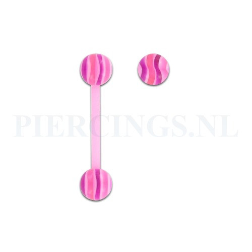 Tongpiercing flexibel marmer roze paars