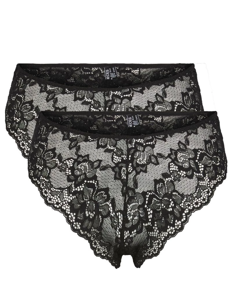 Pieces 2-Pack dames slips kant - Lace Wide Brief - Lina