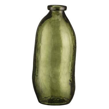 Vaas Yasmine - groen - glas - 33xø14 cm - Leen Bakker
