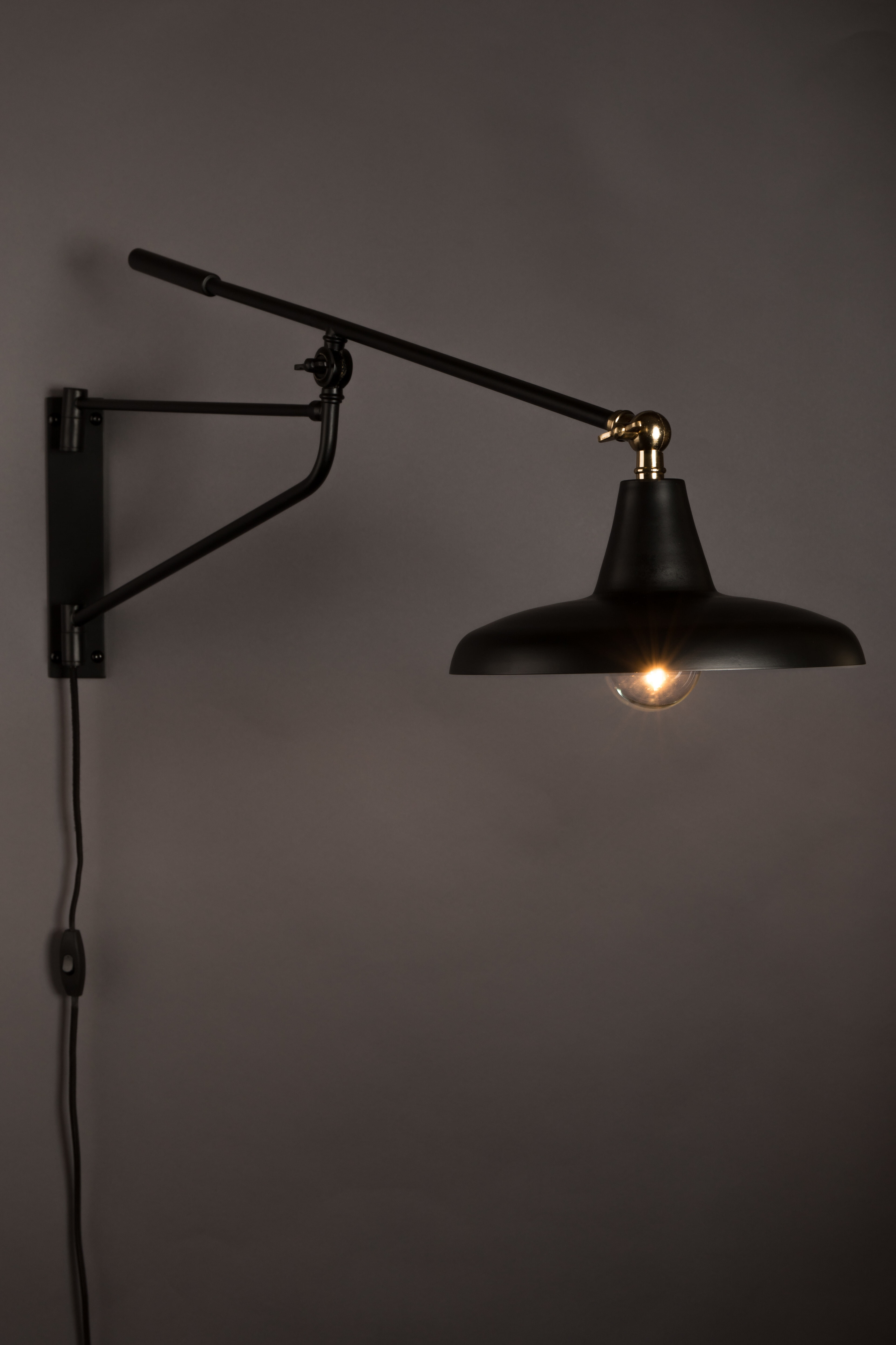Dutchbone Wandlamp 'Hector' 30cm, kleur Zwart
