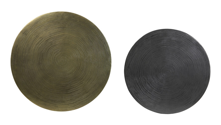 Light & Living Bijzettafel 'Primo' Set van 2 stuks, zwart-brons+mat zwart