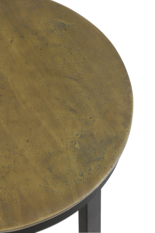 Light & Living Bijzettafel 'Retiro' zuil, mat zwart+ruw antiek brons