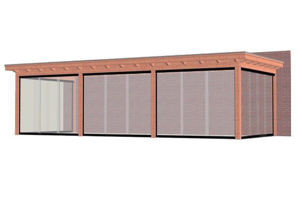 Aanbouwveranda Lucca 955x390 cm - Plat dak - Combinatie 1