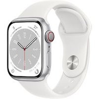 Apple Watch Series 8 41 mm kast van zilverkleurig aluminium op wit geweven sportbandje [Wi-Fi + Cellular]