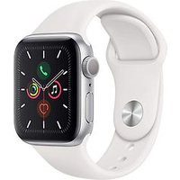 Apple Watch Series 5 40 mm aluminium kast zilver op sportbandje wit [wifi]