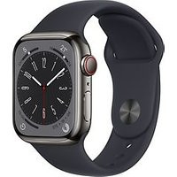 Apple Watch Series 8 41 mm kast van middernacht roestvrij staal op zwart geweven sportbandje [Wi-Fi + Cellular]