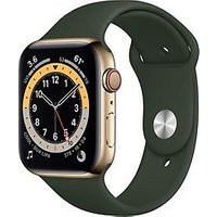 Apple Watch Series 6 44 mm kast van goud roestvrij staal met groen sportbandje [wifi + cellular]