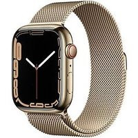 Apple Watch Series 7 45 mm kast van goud roestvrij staal met goud Milanees bandje [wifi + cellular]