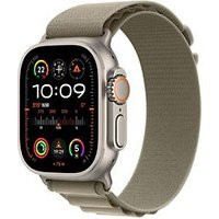 Apple Watch Ultra 2 49 mm titanium kast zilver op Alpine-bandje Large olijfgroen [Wi-Fi + Cellular]
