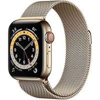 Apple Watch Series 6 40 mm kast van goud roestvrij staal met goud Milanees bandje [wifi + cellular]