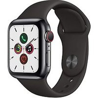 Apple Watch Series 5 40 mm roestvrij stalen kast grafiet op sportbandje zwart [wifi + cellular]