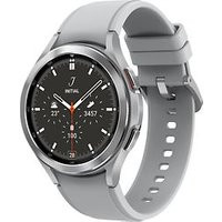 Samsung Galaxy Watch4 Classic 46 mm roestvrij stalen kast zilver op siliconen bandje zilver [wifi + 4G]