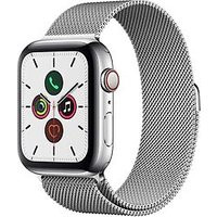 Apple Watch Series 5 44 mm roestvrij stalen kast zilver op Milanees bandje zilver [wifi + cellular]