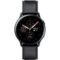 Samsung Galaxy Watch Active2 40 mm roestvrij stalen kast zwart op lederen bandje black [wifi + 4G]