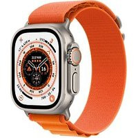 Apple Watch Ultra 49 mm kast van titanium op Medium oranje Alpine-bandje [Wi-Fi + Cellular]