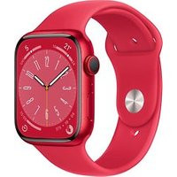Apple Watch Series 8 45 mm kast van rood aluminium op rood geweven sportbandje [Wi-Fi + Cellular, (PRODUCT) RED Special Edition]