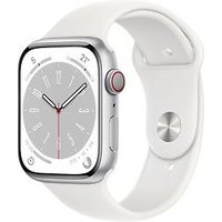 Apple Watch Series 8 45 mm kast van zilverkleurig aluminium op wit geweven sportbandje [Wi-Fi + Cellular]