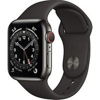 Apple Watch Series 6 40 mm kast van grijs roestvrij staal met zwart sportbandje [wifi + cellular]