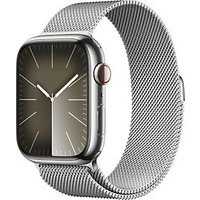 Apple Watch Series 9 45 mm roestvrij stalen kast zilver op Milanees bandje zilver [Wi-Fi + Cellular]