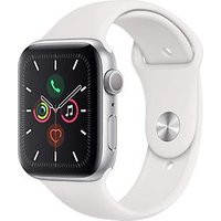 Apple Watch Series 5 44 mm aluminium kast zilver op sportbandje wit [wifi]