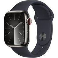Apple Watch Series 9 41 mm roestvrij stalen kast grafiet op sportbandje S/M middernacht [Wi-Fi + Cellular]