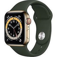 Apple Watch Series 6 40 mm kast van goud roestvrij staal met groen sportbandje [wifi + cellular]