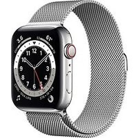 Apple Watch Series 6 44 mm kast van zilver roestvrij staal met zilver Milanees bandje [wifi + cellular]