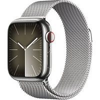 Apple Watch Series 9 41 mm roestvrij stalen kast zilver op Milanees bandje zilver [Wi-Fi + Cellular]